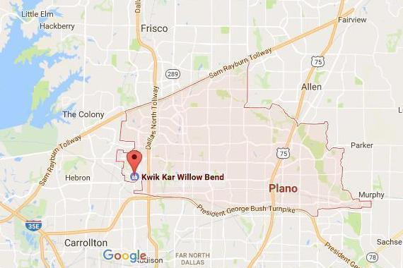 Plano Map and Kwik Kar Willow Bend